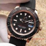 Rolex Yachtmaster Rose Gold Rubber Band Replica Watch